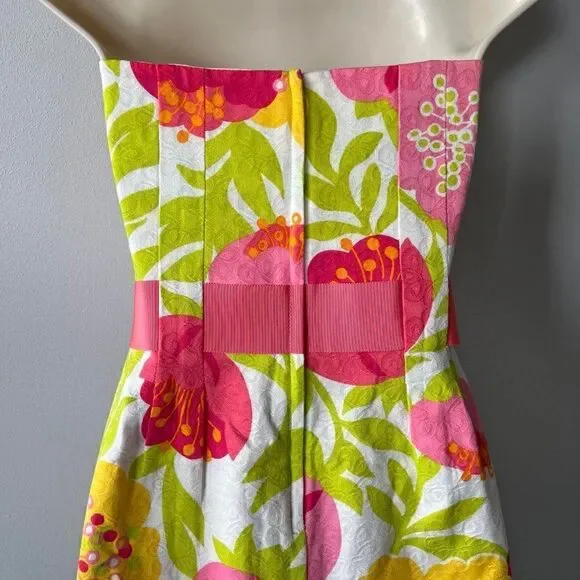 Lilly Pulitzer Colorful Vibrant Floral Strapless Dress Size 4 - Picture 4 of 10